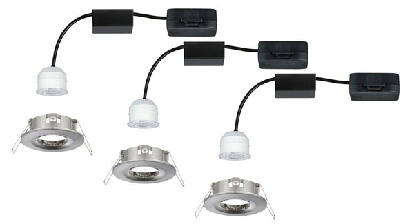 PAULMANN LED vestavné svítidlo Nova mini nevýklopné IP44 3x4W 2700K kov kartáčovaný 230V 943.01