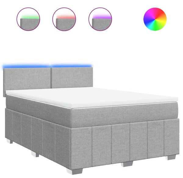 Box spring postel s matrací světle šedá 140 x 190 cm textil 3289356