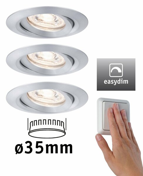 PAULMANN LED vestavné svítidlo Nova mini Plus EasyDim výklopné 3x4,2W 2700K hliník 230V 929.75