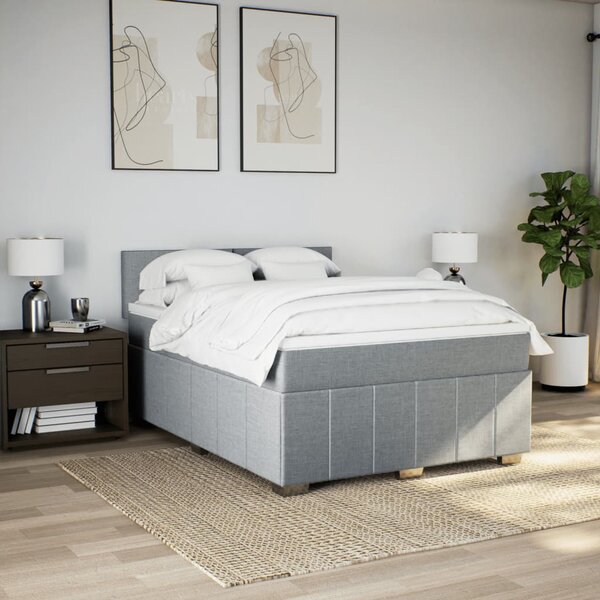 Box spring postel s matrací světle šedá 140 x 190 cm textil 3289356