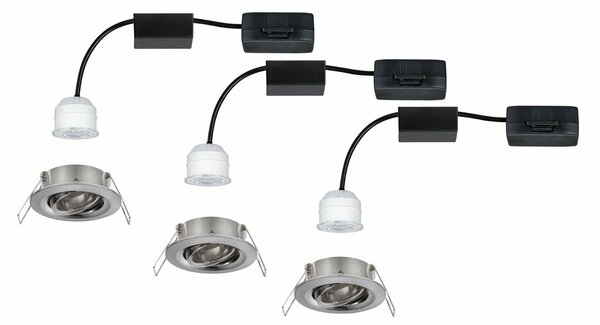 PAULMANN LED vestavné svítidlo Nova mini Plus EasyDim výklopné 3x4,2W 2700K kov kartáčovaný 230V 929.73