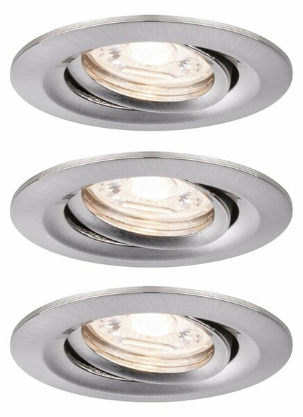 PAULMANN LED vestavné svítidlo Nova mini Plus EasyDim výklopné 3x4,2W 2700K kov kartáčovaný 230V 929.73