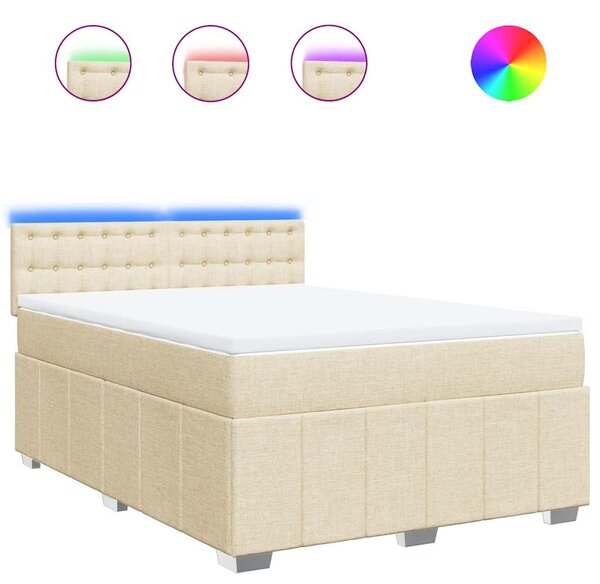 Box spring postel s matrací krémová 140x190 cm textil 3289382