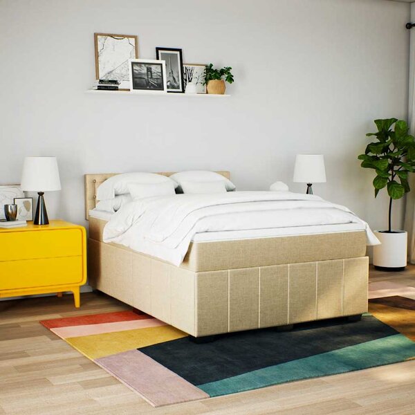 Box spring postel s matrací krémová 140x190 cm textil 3289382
