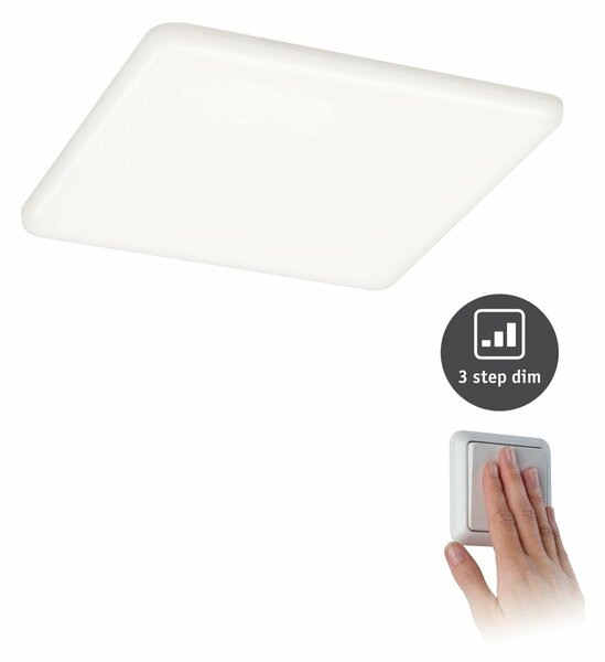 PAULMANN LED vestavné svítidlo Veluna VariFit IP44 3-krokové-stmívatelné hranaté 185x185mm 17,5W 4.000K satén 930.65