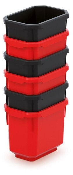 Prosperplast Sada úložných boxů 6 ks TITANIO 11 x 7,5 x 26,3 cm černo-červená