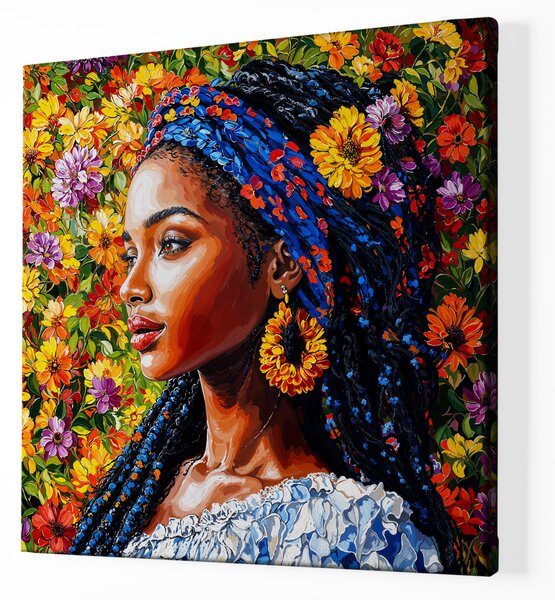 Obraz na plátně - Africká žena Xindu s dredy FeelHappy.cz Vyberte rozměr (Šířka/Výška): 40 x 40 cm