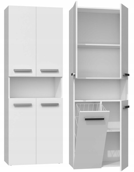 Koupelnová skříňka s košem na prádlo Houseland Nelly matná bílá