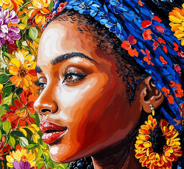 Obraz na plátně - Africká žena Xindu s dredy FeelHappy.cz Vyberte rozměr (Šířka/Výška): 40 x 40 cm