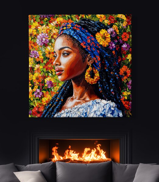 Obraz na plátně - Africká žena Xindu s dredy FeelHappy.cz Vyberte rozměr (Šířka/Výška): 40 x 40 cm