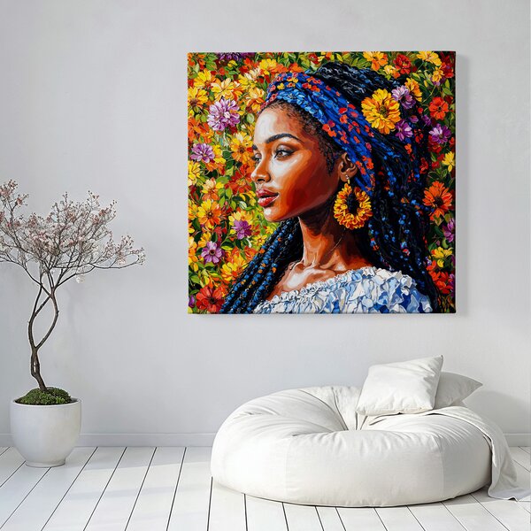 Obraz na plátně - Africká žena Xindu s dredy FeelHappy.cz Vyberte rozměr (Šířka/Výška): 40 x 40 cm