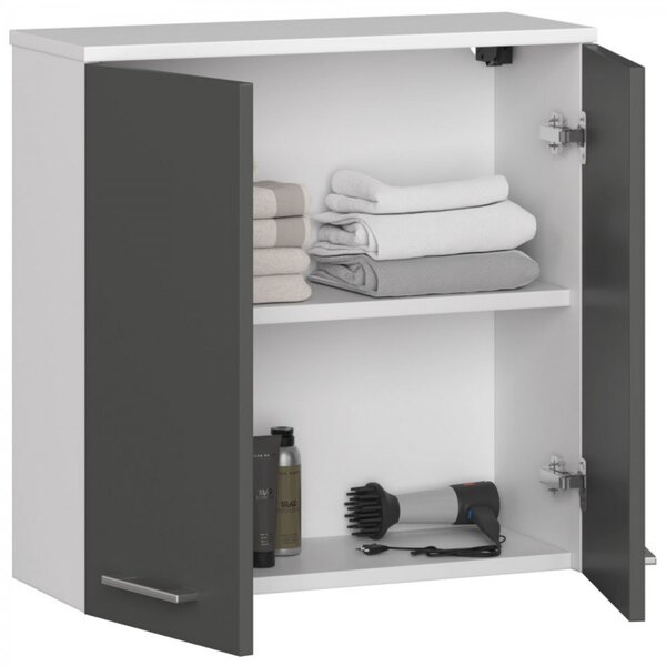 Ak furniture Závěsná koupelnová skříňka Fin 60 cm bílo-grafitová