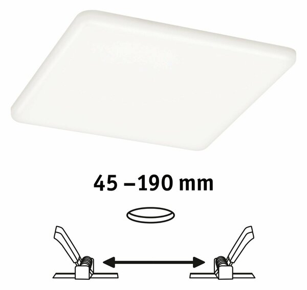 PAULMANN LED vestavné svítidlo Veluna VariFit IP44 hranaté 185x185mm 17,5W 4.000K satén 923.98