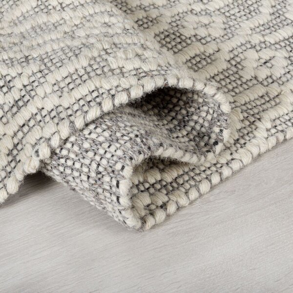 Flair Rugs, Ručně tkaný kusový koberec Nur Wool Dream Grey/Ivory, 80x150, šedá, ložnice