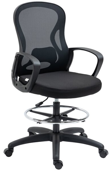 Vinsetto Kancelářská židle s vysokým opěrákem - nastavitelná, rozměry 59 Š x 65 H x 124 V cm, 360° otáčecí, prodyšná černá síťovina | Aosom
