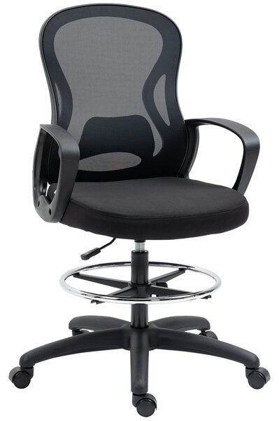 Vinsetto Kancelářská židle s vysokým opěrákem - nastavitelná, rozměry 59 Š x 65 H x 124 V cm, 360° otáčecí, prodyšná černá síťovina | Aosom