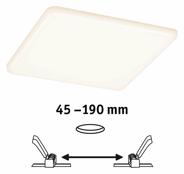 PAULMANN LED vestavné svítidlo Veluna VariFit IP44 hranaté 185x185mm 17W 3.000K satén 923.95
