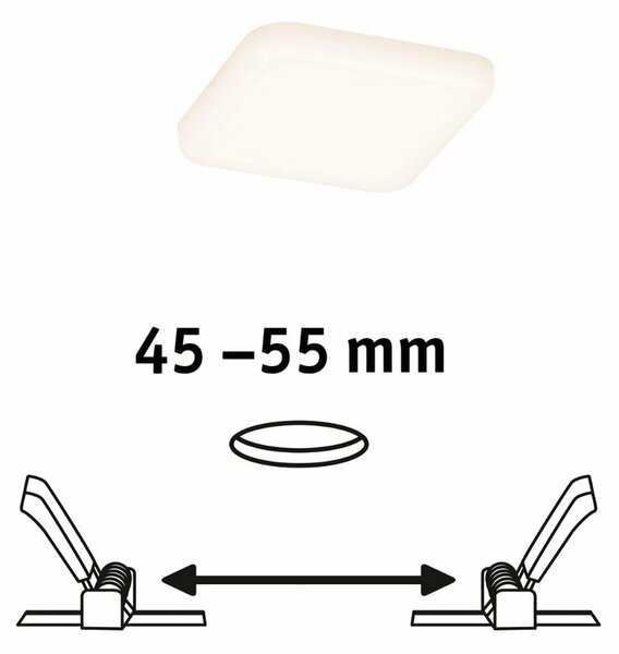PAULMANN LED vestavné svítidlo Veluna VariFit IP44 hranaté 75x75mm 4,5W 3.000K satén 923.93