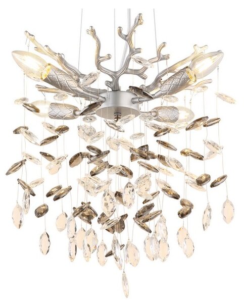 Lustr 4x E14 stříbrná, kouřová IP20 GLOBO lighting QUEENA 64138HS