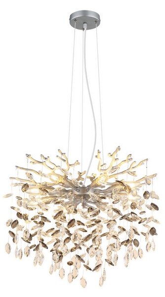 Lustr 8x E14 stříbrná, kouřová IP20 GLOBO lighting QUEENA 64138H1S