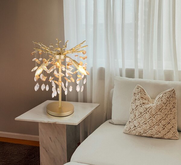 Stolní svítidlo 3x E14 zlatá, jantarová IP20 GLOBO lighting QUEENA 64138TG