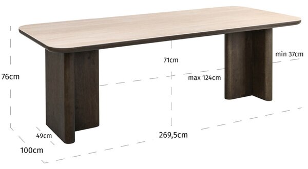 Richmond Hnědý jídelní stůl Nando 270 x 100 cm s keramickou deskou