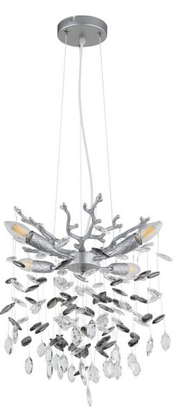Lustr 4x E14 stříbrná, kouřová IP20 GLOBO lighting QUEENA 64138HS