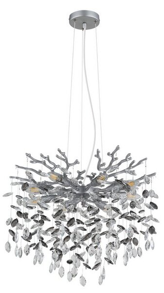 Lustr 8x E14 stříbrná, kouřová IP20 GLOBO lighting QUEENA 64138H1S