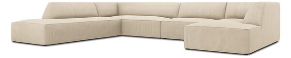 Rohová pohovka buro do tvaru U levá manšestr béžová