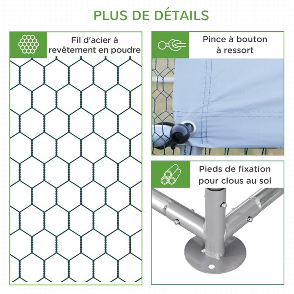PawHut Venkovní Kurník pro Kuřata 12 m² - drátěné oplocení rozměrů 4L x 3W x 2H m - krytý prostor - pozinkovaná ocel | Aosom