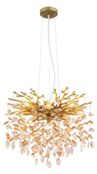 Lustr 8x E14 zlatá, jantarová IP20 GLOBO lighting QUEENA 64138H1G