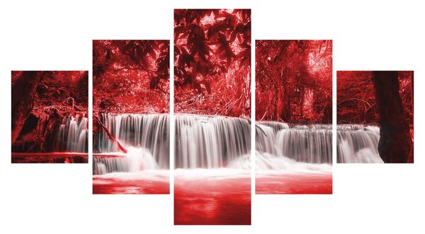 Obraz - Vodopád, červený (125x70 cm)