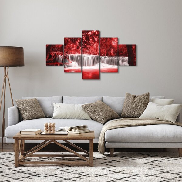 Obraz - Vodopád, červený (125x70 cm)