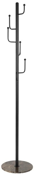 Housecraft Living Černý kovový stojací věšák Baz 178 cm s mramorovou podstavou