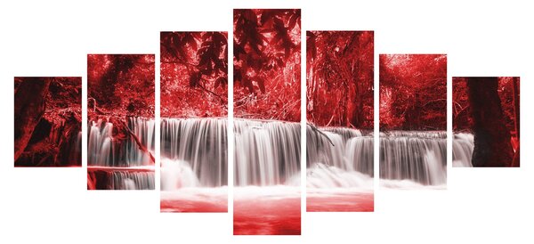 Obraz - Vodopád, červený (210x100 cm)