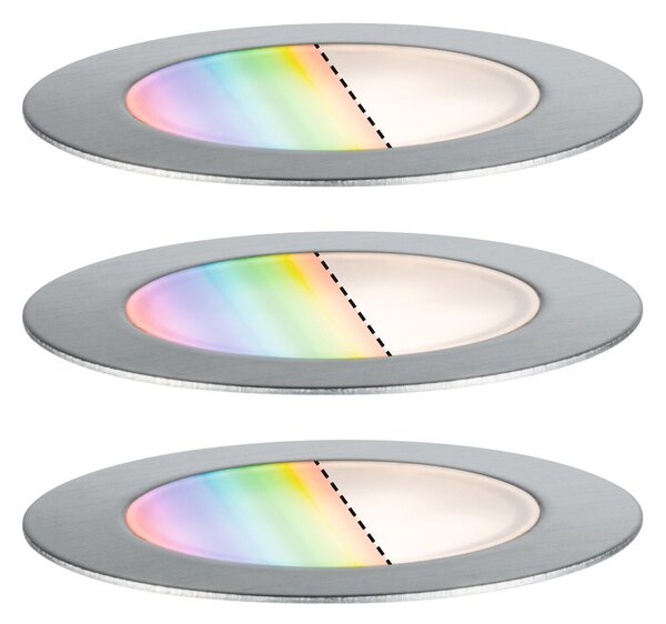 P 94752 Plug & Shine LED zemní svítidlo Smart Home Zigbee Floor RGBW 3ks sada IP67 RGBW 3x2W 21VA ocel - PAULMANN