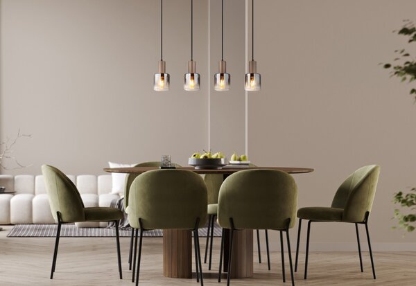 Závěsné svítidlo 4x E27 kávová, dymová IP20 GLOBO lighting WALTON 54318-4H