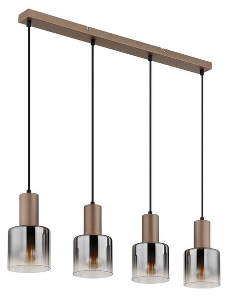 Závěsné svítidlo 4x E27 kávová, dymová IP20 GLOBO lighting WALTON 54318-4H
