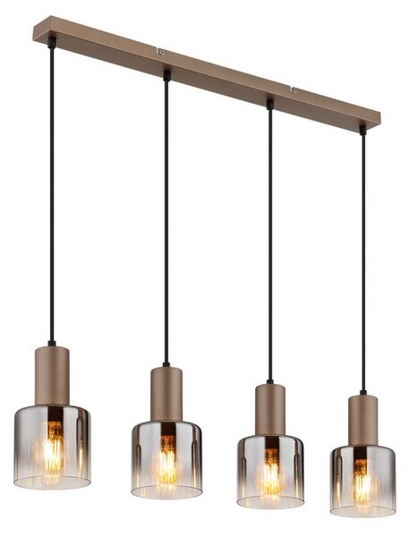 Závěsné svítidlo 4x E27 kávová, dymová IP20 GLOBO lighting WALTON 54318-4H