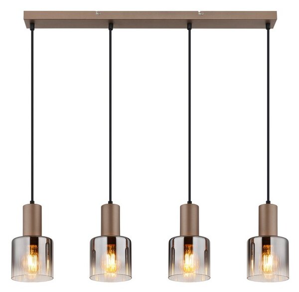 Závěsné svítidlo 4x E27 kávová, dymová IP20 GLOBO lighting WALTON 54318-4H