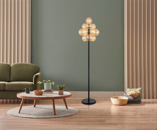 Stojací lampa 13x G9 čierna matná, jantárová IP20 GLOBO lighting CONOR 56146S