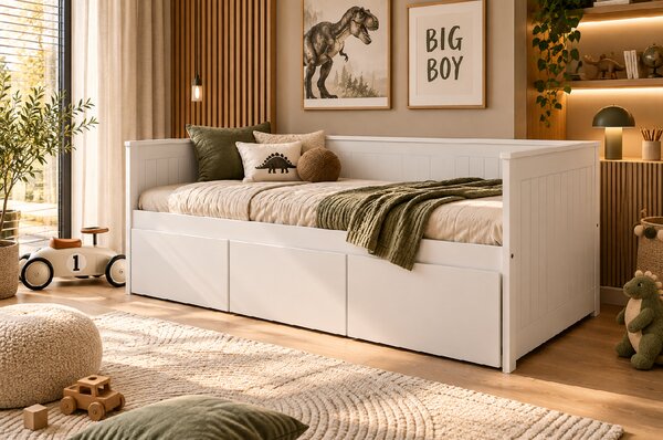 Dětská postel Homnes 200x90 se třemi zásuvky Provedení postele: S šuplíkem