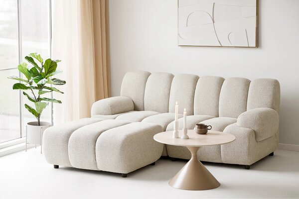 Nordic Living Béžová modulární rohová pohovka Aza 190 cm, levá