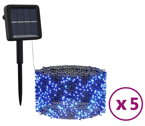 Solární světelné řetězy 5 ks 5 x 200 LED modré dovnitř i ven 328953