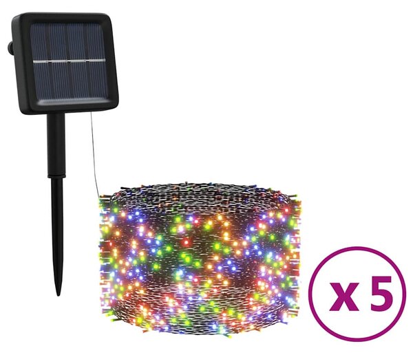 Solární světelné řetězy 5ks 5x200 LED pestrobarevné dovnitř/ven 328954