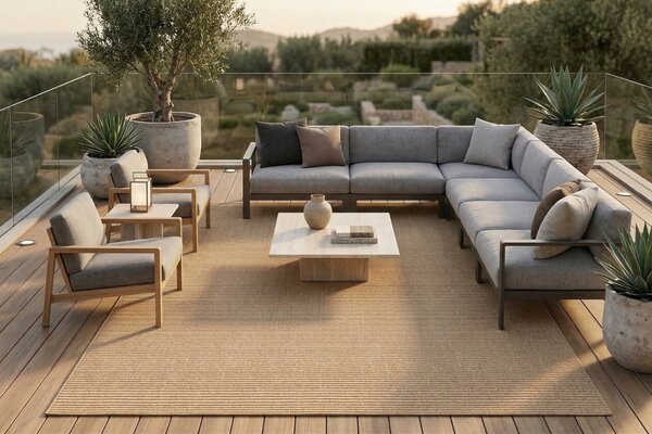 Fargotex Tmavě béžový zahradní koberec Oasis 160 x 230 cm