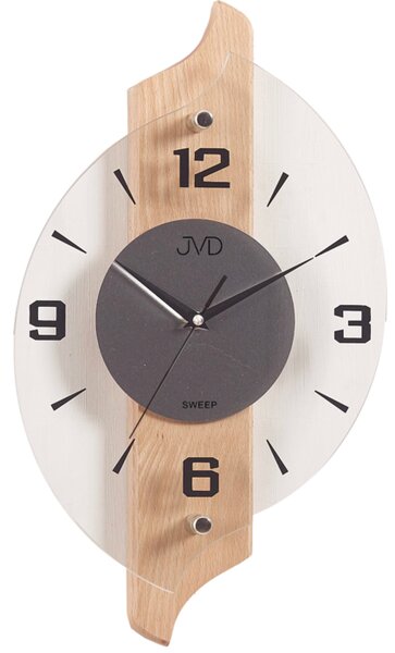Netikající tiché dřevěné skleněné hodiny JVD NS18007/68 s tichým chodem ( )