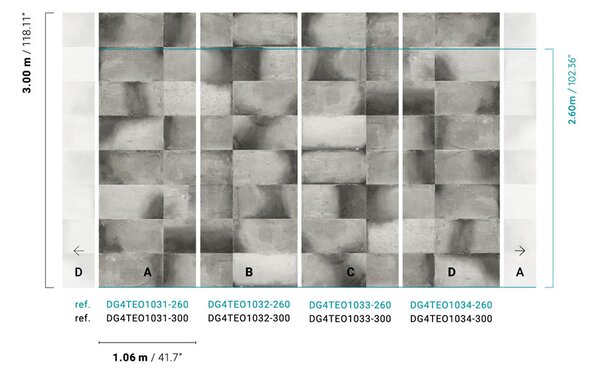 Vliesová fototapeta na zeď, imitace obkladu, DG4TEO1034-260, Wall Designs IV, Khroma by Masureel