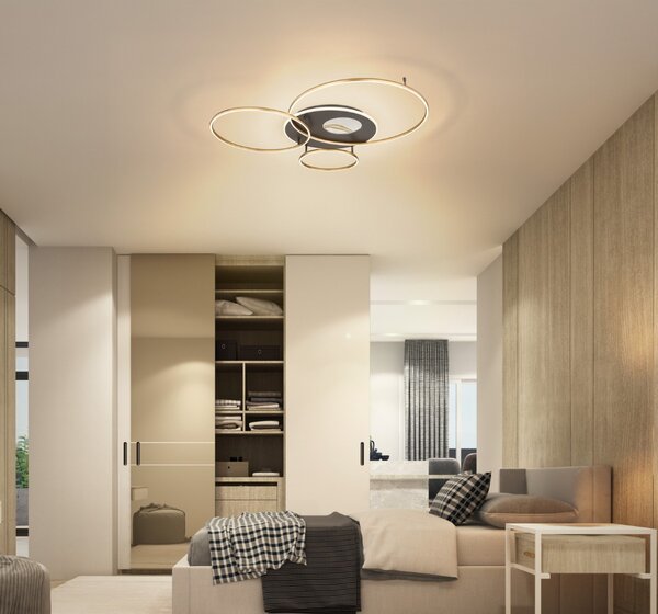 Stropní svítidlo LED 2700–6500K zlatá, antracitová IP20 GLOBO lighting INVERTINA 48466-54 časovač