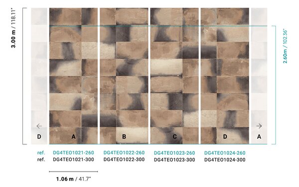 Vliesová fototapeta na zeď, imitace obkladu, DG4TEO1021-260, Wall Designs IV, Khroma by Masureel